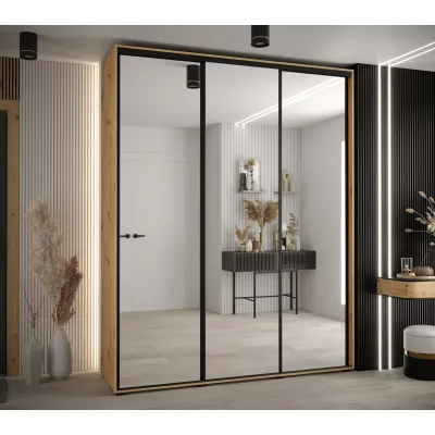 Šatní skříň ASIRI 2 - 190/45 cm, dub artisan / černá