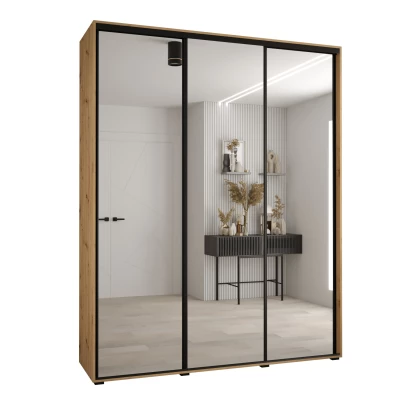 Šatní skříň ASIRI 2 - 190/45 cm, dub artisan / černá