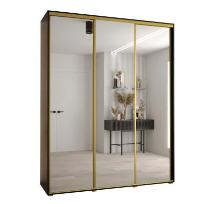 Šatní skříň ASIRI 2 - 190/45 cm, černá / zlatá