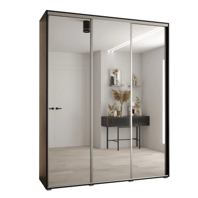 Šatní skříň ASIRI 2 - 190/45 cm, černá / stříbrná
