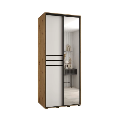 Šatní skříň ASIRI 11 - 110/60 cm, dub artisan / bílá / černá