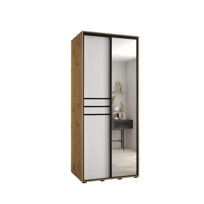 Šatní skříň ASIRI 11 - 110/60 cm, dub artisan / bílá / černá