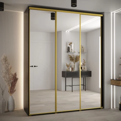 Šatní skříň ASIRI 2 - 200/45 cm, černá / zlatá