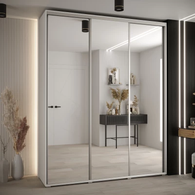 Šatní skříň ASIRI 2 - 200/45 cm, bílá / stříbrná