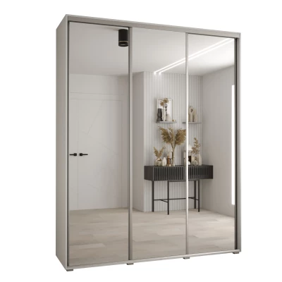 Šatní skříň ASIRI 2 - 200/45 cm, bílá / stříbrná