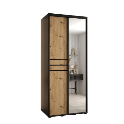 Šatní skříň ASIRI 11 - 110/60 cm, černá / dub artisan / černá