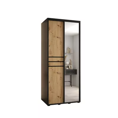 Šatní skříň ASIRI 11 - 110/60 cm, černá / dub artisan / černá