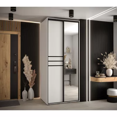 Šatní skříň ASIRI 11 - 110/60 cm, bílá / černá