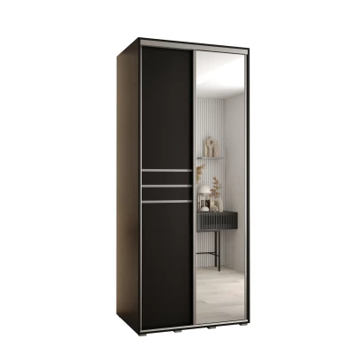 Šatní skříň ASIRI 11 - 100/60 cm, černá / stříbrná