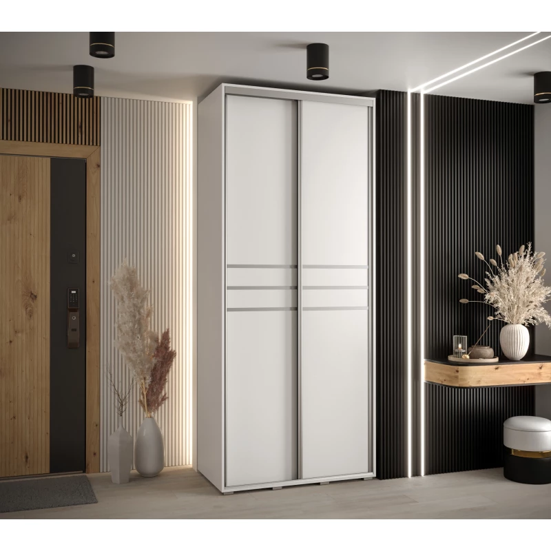 Šatní skříň ASIRI 10 - 100/60 cm, bílá / stříbrná