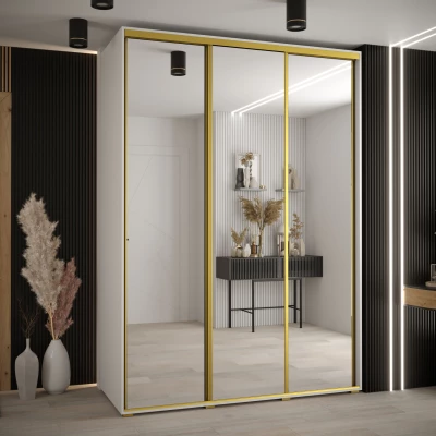 Šatní skříň ASIRI 2 - 180/60 cm, bílá / zlatá