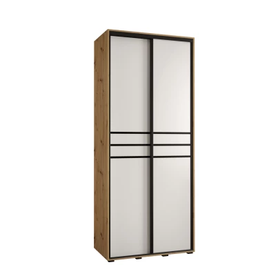 Šatní skříň ASIRI 10 - 100/45 cm, dub artisan / bílá / černá