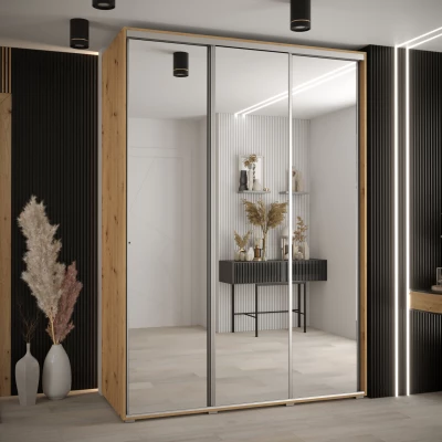 Šatní skříň ASIRI 2 - 180/60 cm, dub artisan / stříbrná