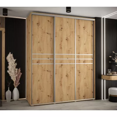 Šatní skříň ASIRI 10 - 200/60 cm, dub artisan / stříbrná