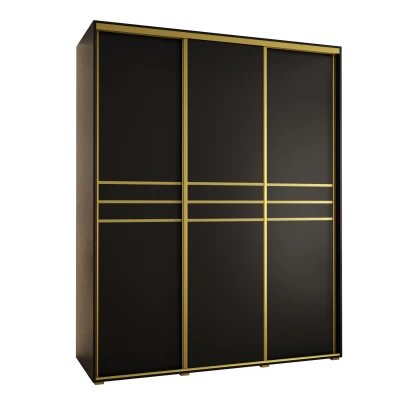 Šatní skříň ASIRI 10 - 200/60 cm, černá / zlatá