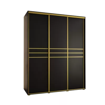 Šatní skříň ASIRI 10 - 200/60 cm, černá / zlatá