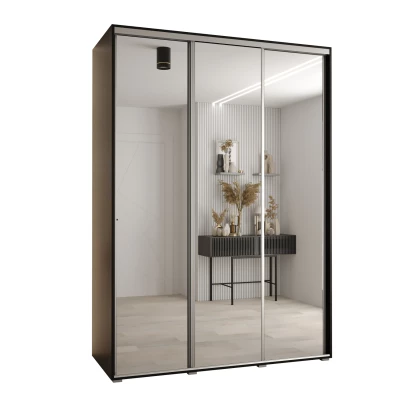 Šatní skříň ASIRI 2 - 170/60 cm, černá / stříbrná