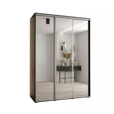 Šatní skříň ASIRI 2 - 170/60 cm, černá / stříbrná