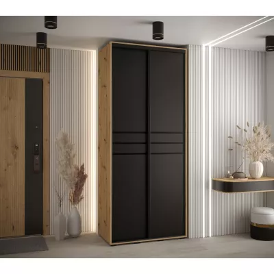 Šatní skříň ASIRI 10 - 110/45 cm, dub artisan / černá / černá