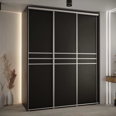 Šatní skříň ASIRI 10 - 200/60 cm, černá / stříbrná