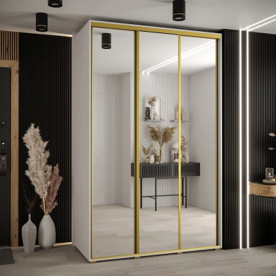 Šatní skříň ASIRI 2 - 160/60 cm, bílá / zlatá