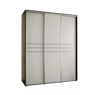 Šatní skříň ASIRI 10 - 200/60 cm, černá / bílá / stříbrná