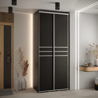 Šatní skříň ASIRI 10 - 110/45 cm, černá / stříbrná