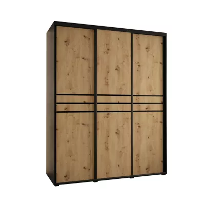 Šatní skříň ASIRI 10 - 200/60 cm, černá / dub artisan / černá