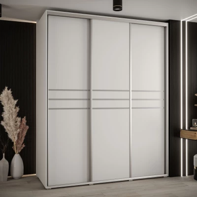 Šatní skříň ASIRI 10 - 200/60 cm, bílá / stříbrná