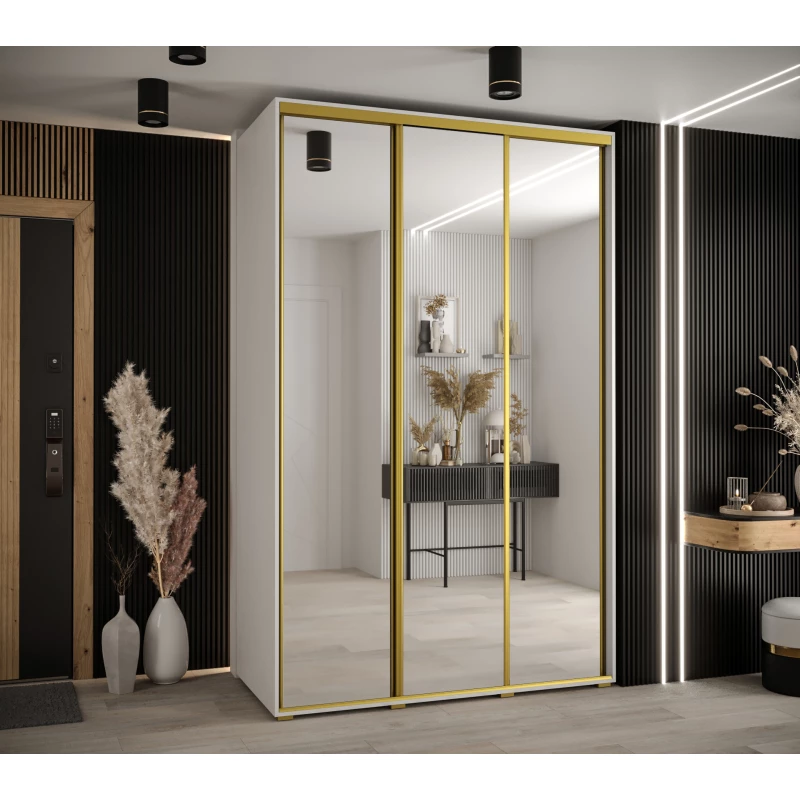 Šatní skříň ASIRI 2 - 150/60 cm, bílá / zlatá