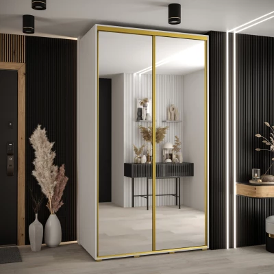 Šatní skříň ASIRI 2 - 140/60 cm, bílá / zlatá