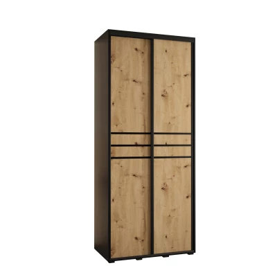 Šatní skříň ASIRI 10 - 120/60 cm, černá / dub artisan / černá