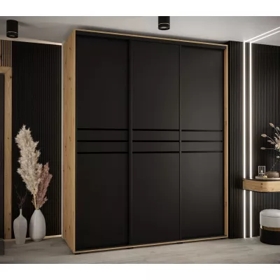 Šatní skříň ASIRI 10 - 190/60 cm, dub artisan / černá / černá