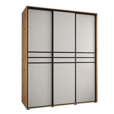 Šatní skříň ASIRI 10 - 190/60 cm, dub artisan / bílá / černá