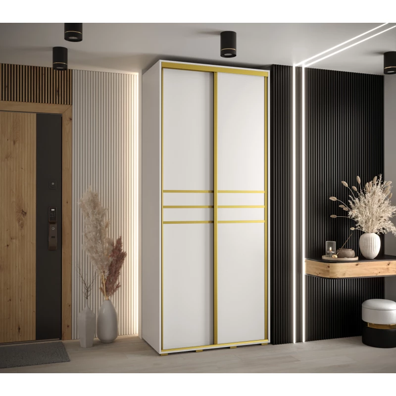 Šatní skříň ASIRI 10 - 120/60 cm, bílá / zlatá