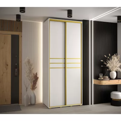Šatní skříň ASIRI 10 - 120/60 cm, bílá / zlatá