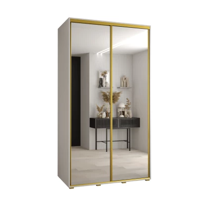 Šatní skříň ASIRI 2 - 130/60 cm, bílá / zlatá