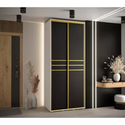 Šatní skříň ASIRI 10 - 120/60 cm, bílá / černá / zlatá