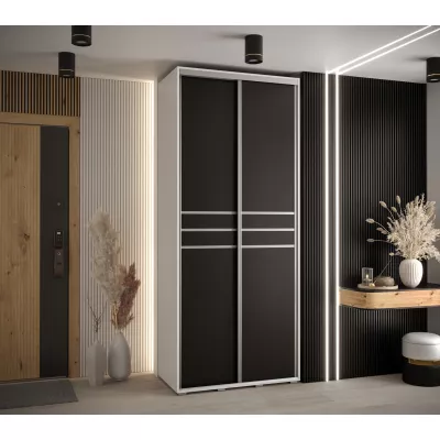 Šatní skříň ASIRI 10 - 120/60 cm, bílá / černá / stříbrná