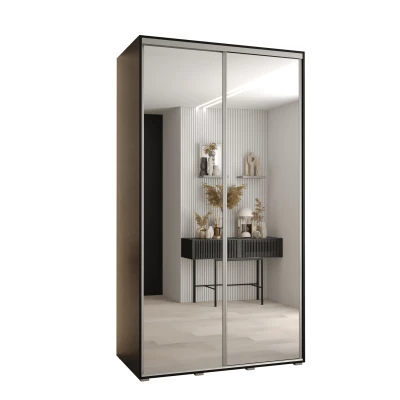 Šatní skříň ASIRI 2 - 130/60 cm, černá / stříbrná