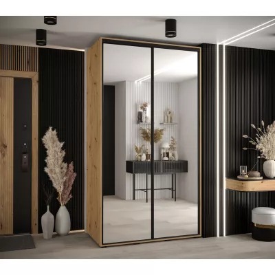 Šatní skříň ASIRI 2 - 130/60 cm, dub artisan / černá