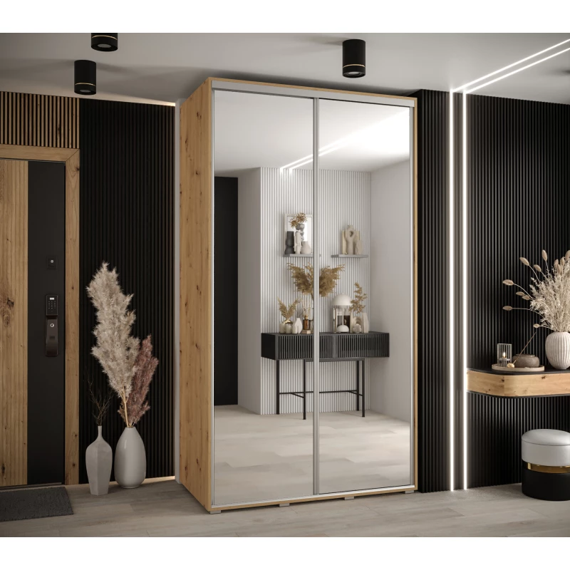 Šatní skříň ASIRI 2 - 130/60 cm, dub artisan / stříbrná