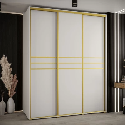 Šatní skříň ASIRI 10 - 190/60 cm, bílá / zlatá