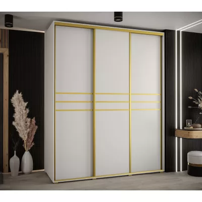 Šatní skříň ASIRI 10 - 190/60 cm, bílá / zlatá