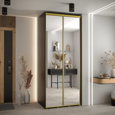 Šatní skříň ASIRI 2 - 120/60 cm, černá / zlatá