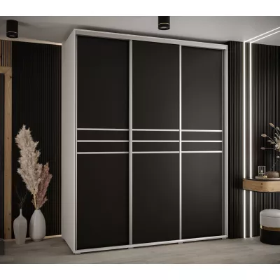 Šatní skříň ASIRI 10 - 190/60 cm, bílá / černá / stříbrná