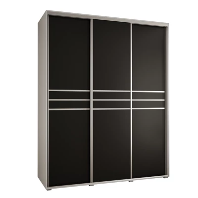 Šatní skříň ASIRI 10 - 190/60 cm, bílá / černá / stříbrná