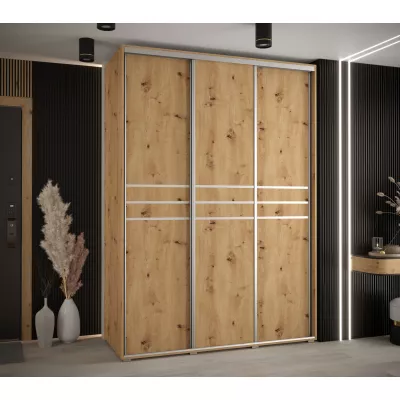 Šatní skříň ASIRI 10 - 180/60 cm, dub artisan / stříbrná