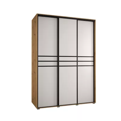 Šatní skříň ASIRI 10 - 180/60 cm, dub artisan / bílá / černá