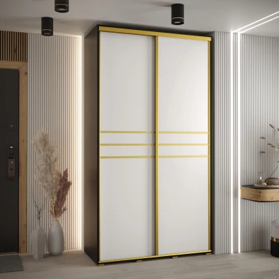 Šatní skříň ASIRI 10 - 130/60 cm, černá / bílá / zlatá